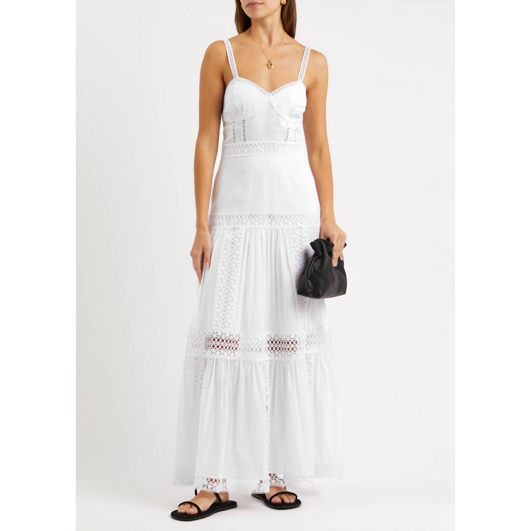 New Charo Ruiz Giogia Lace-Trimmed Long Dress In White — image 3 of 5